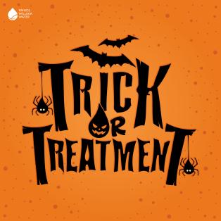 Halloween-themed graphic for Trick or Treatment