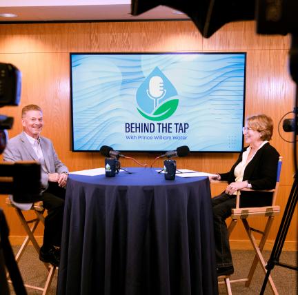 Director of Operations & Maintenance Doug Shoop and Director of Communications & Community Engagement Kathy Bentz talk behind the scenes during filming of Episode 5 of Behind the Tap.