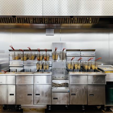 Photo: deep fryers in a commercial kitchen