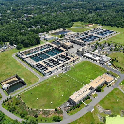 Photo: An aerial view of a drinking water treatment plant