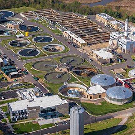 Aerial photo of the H.L. Mooney Advanced Water Reclamation Facility