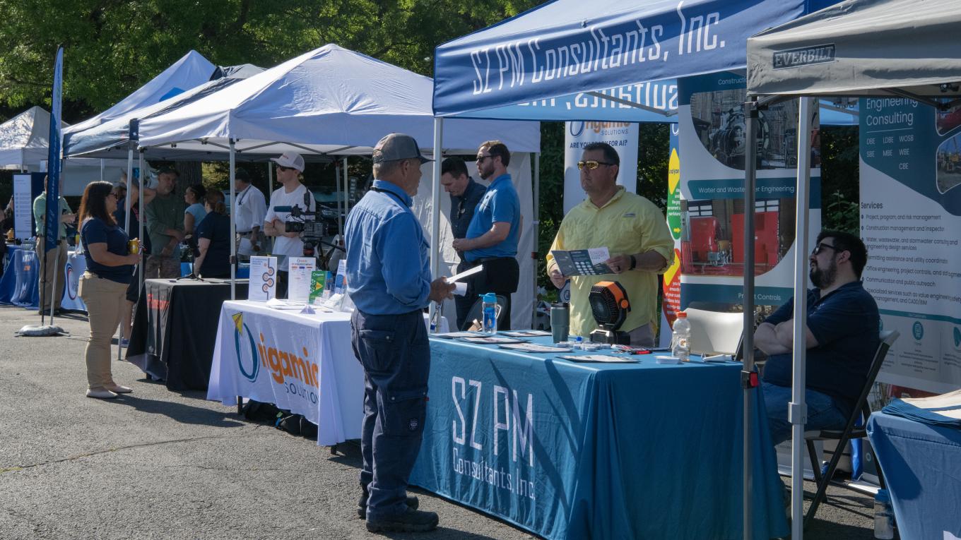 A Prince William Water employee visits with a vendor at the 2026 Supplier Diversity Expo