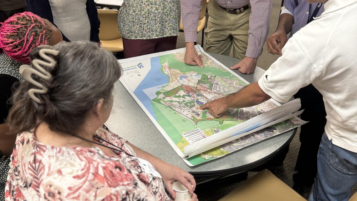 Group looking at maps 