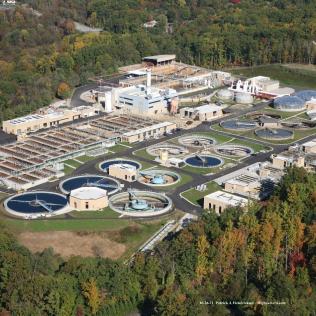 Aerial view of H.L. Mooney Advanced Water Reclamation Facility in Woodbridge, VA