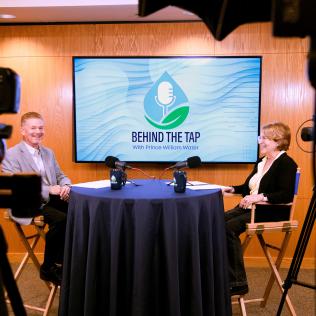 Director of Operations & Maintenance Doug Shoop and Director of Communications & Community Engagement Kathy Bentz talk behind the scenes during filming of Episode 5 of Behind the Tap.