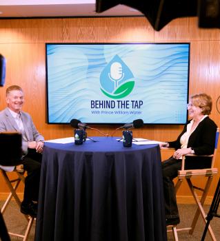 Director of Operations & Maintenance Doug Shoop and Director of Communications & Community Engagement Kathy Bentz talk behind the scenes during filming of Episode 5 of Behind the Tap.