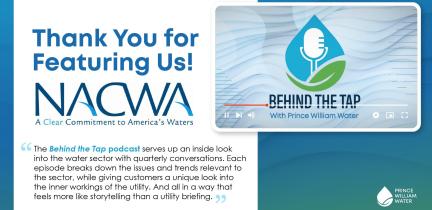 A graphic thanking NACWA for featuring Prince William Water in its newsletter.