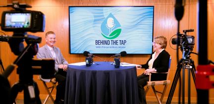 Director of Operations & Maintenance Doug Shoop and Director of Communications & Community Engagement Kathy Bentz talk behind the scenes during filming of Episode 5 of Behind the Tap.