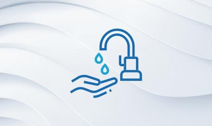Graphic: an icon of a hand being washed under a faucet