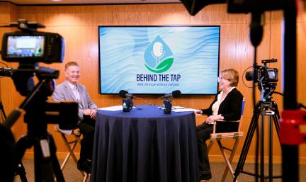 Director of Operations & Maintenance Doug Shoop and Director of Communications & Community Engagement Kathy Bentz talk behind the scenes during filming of Episode 5 of Behind the Tap.