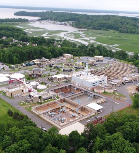 Aerial view of H.L. Mooney Advanced Water Reclamation Facility in Woodbrisdge, Virginia